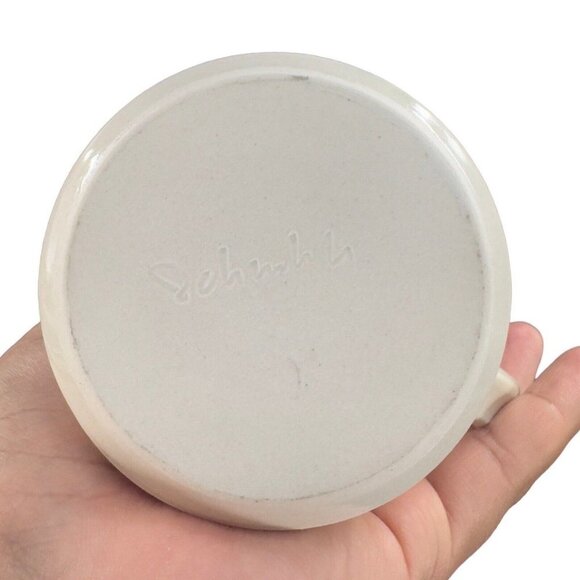 Studio Art Pottery Coffee Mug Cup Set 2 Hand Made Mugs Blue Green Flower Signed - Picture 5 of 14